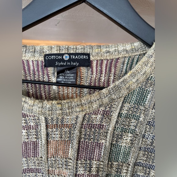 VTG Iconic Cotton Traders Mens Coogi Style 90’s Textured Multicolored Sweater,XL - Picture 7 of 16